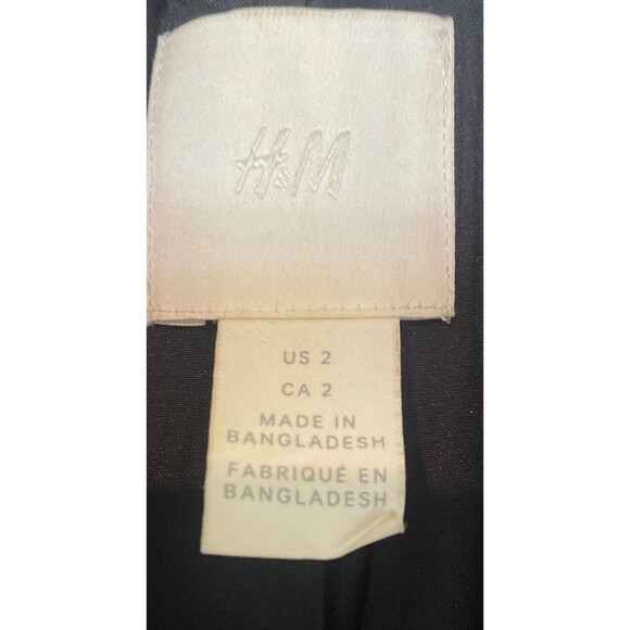 H & M Double Breasted Blazer Loose Fit Checked Grey Black Womens  Size 2 Lined - Picture 6 of 12